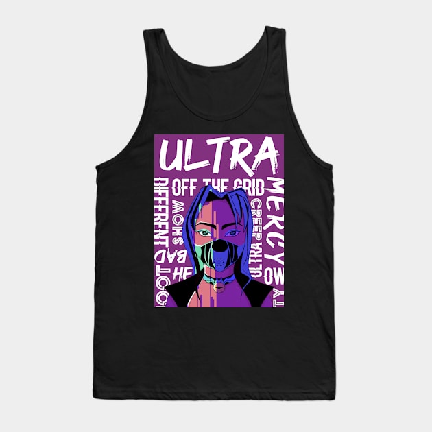 ULTRA OFF THE GRID COOL ILLUSTRATION BAD MASKED GIRL Tank Top by Mirai Designs